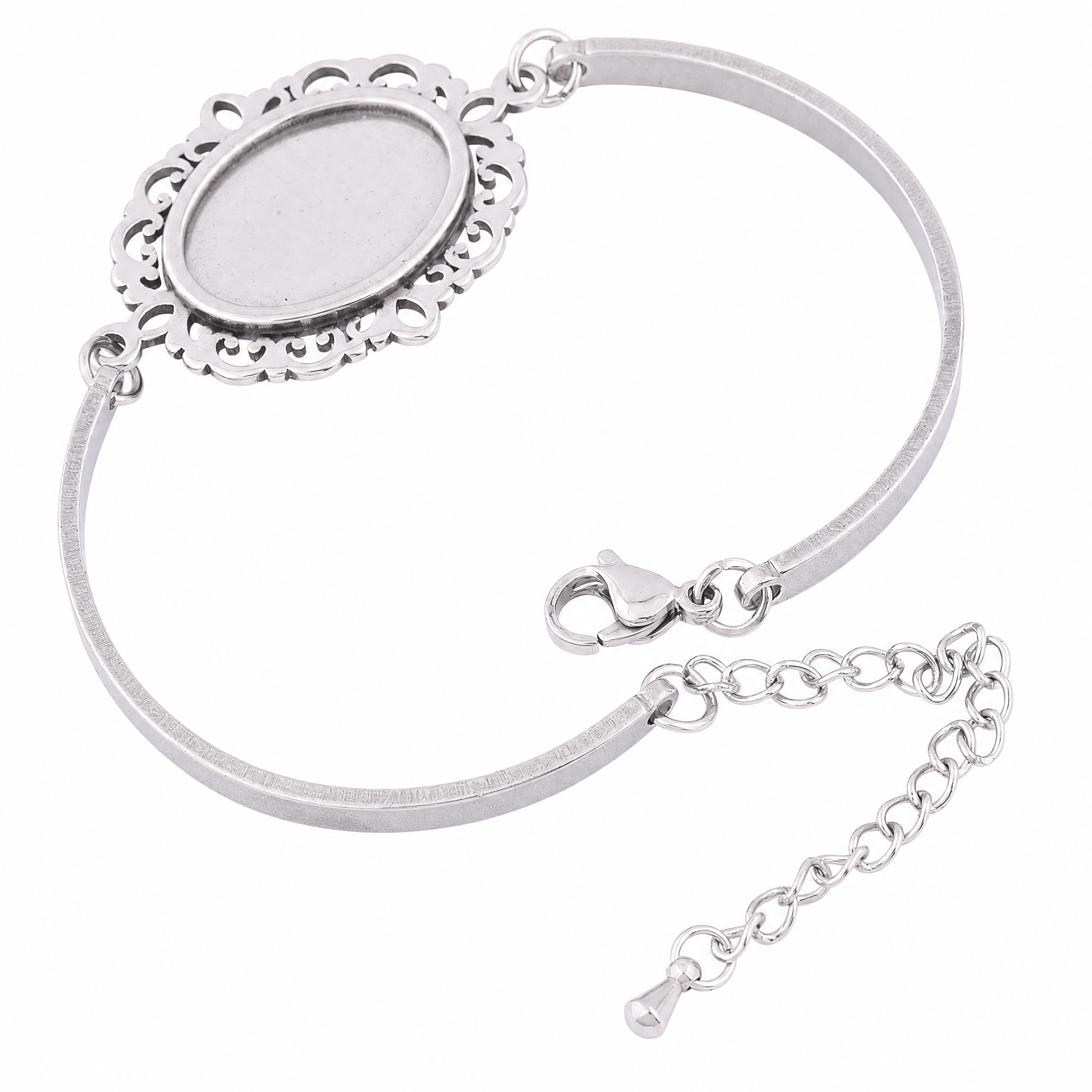 Cuff Bangle Bracelet - 3pcs Stainless Steel Fit 13x18mm Oval