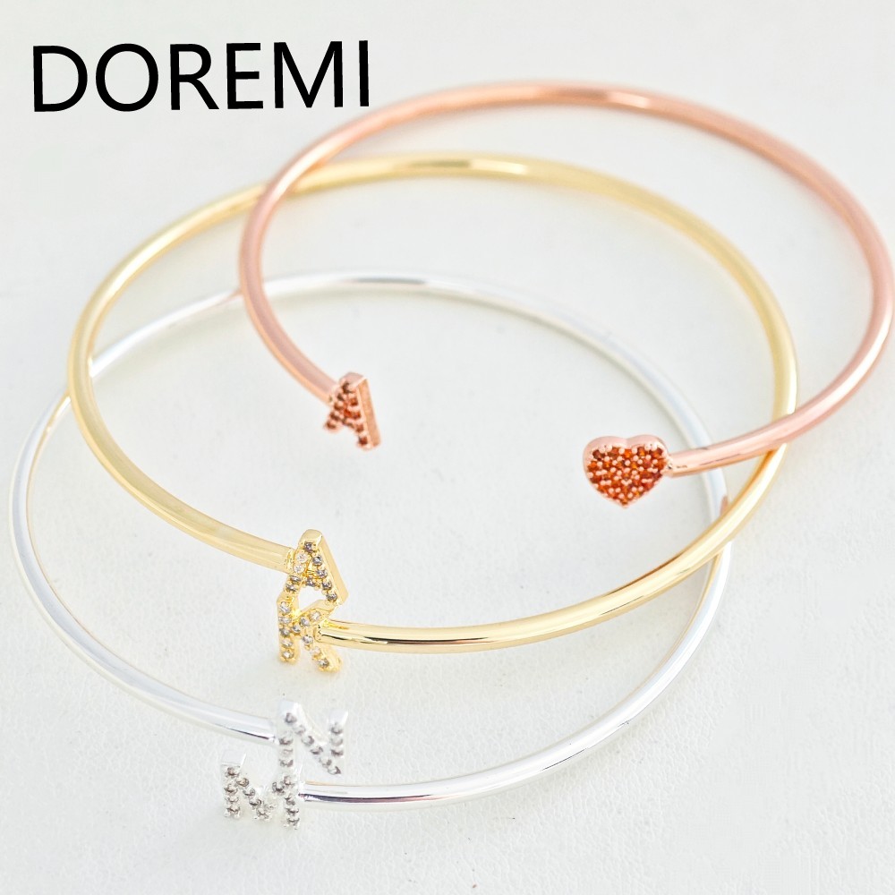 Cuff Bangle Bracelet - DOREMI Custom Letters Initial Letter Bangles