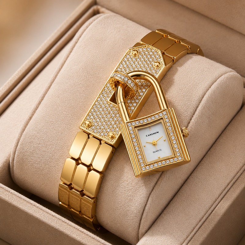 Jewelry Watches Luxury - Gold Lock-Shaped Women's Watch Luxury Diamond