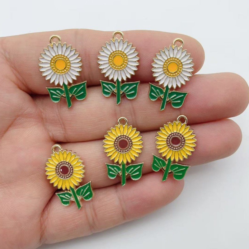 Necklace Pendant - 12pcs Alloy Series Drip Oil Sunflower