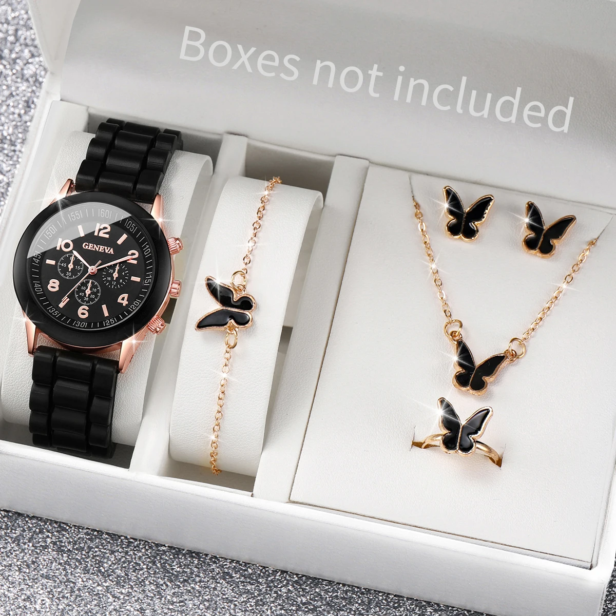 Jewelry Watches For Kids - 5/6PCS Fashion Women Watches Casual Silicone