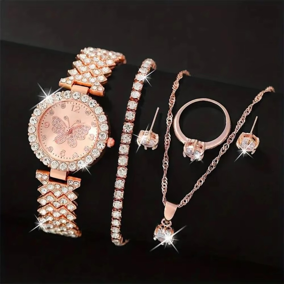 6PCS/Set Luxury Rhinestone But – Jewelry Watches Luxury recenzja i cena