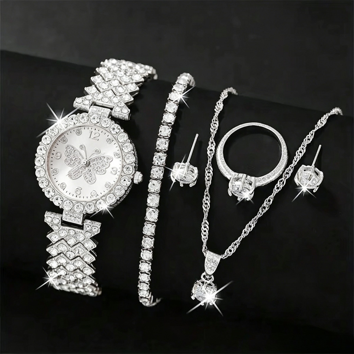 6PCS/Set Luxury Rhinestone But – Jewelry Watches Luxury recenzja i cena