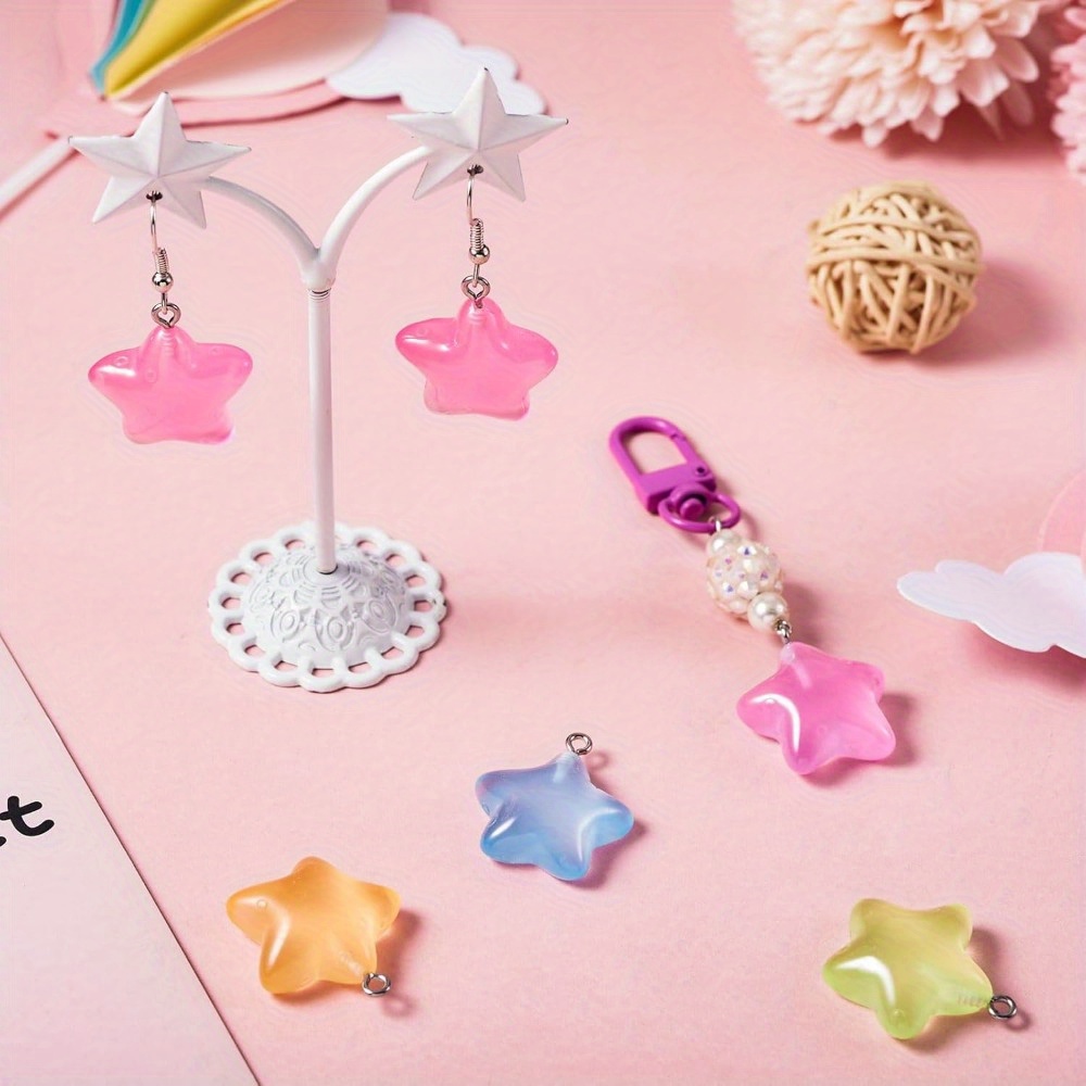 6/24/40pcs Mixed Color Luminou – Moon Star Earrings recenzja i cena