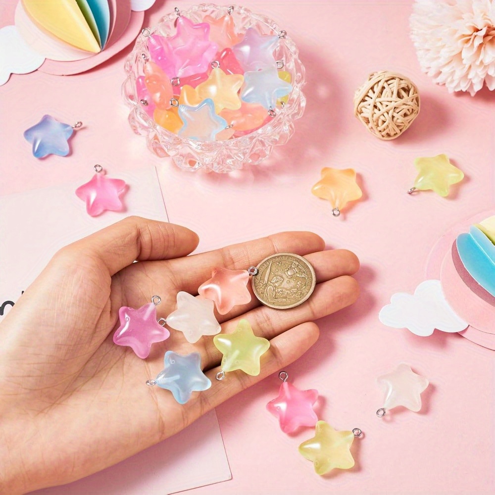 6/24/40pcs Mixed Color Luminou – Moon Star Earrings recenzja i cena