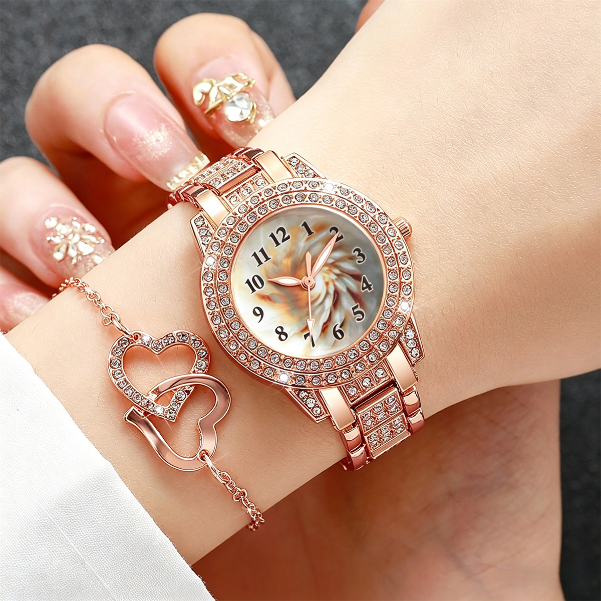 6PCS Luxury Rhinestone Women Q – Jewelry Watches Luxury recenzja i cena