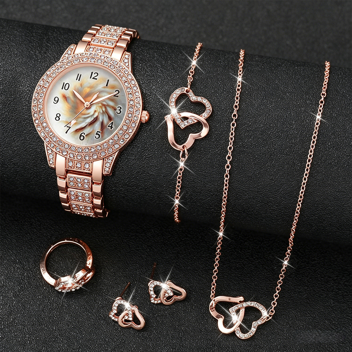 6PCS Luxury Rhinestone Women Q – Jewelry Watches Luxury recenzja i cena