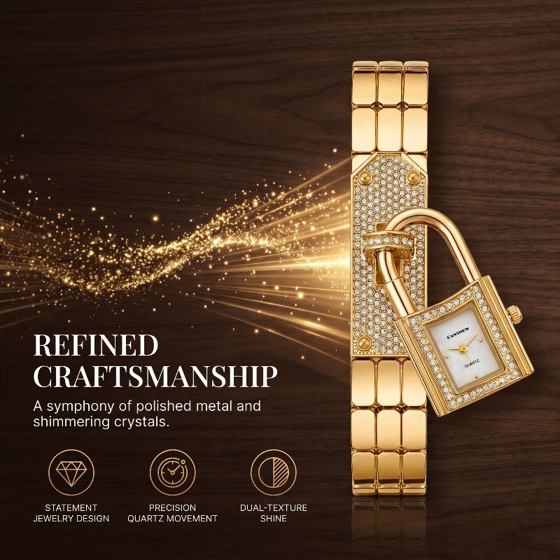 Gold Lock-Shaped Women's Watch – Jewelry Watches Luxury recenzja i cena