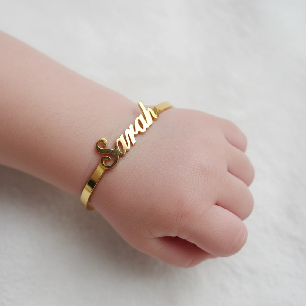 Baby Name Bangle Personalized  – Cuff Bangle Bracelet recenzja i cena