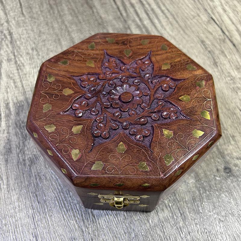 Hand Carved Octagonal Wooden B – Indian Jewelry Watches recenzja i cena
