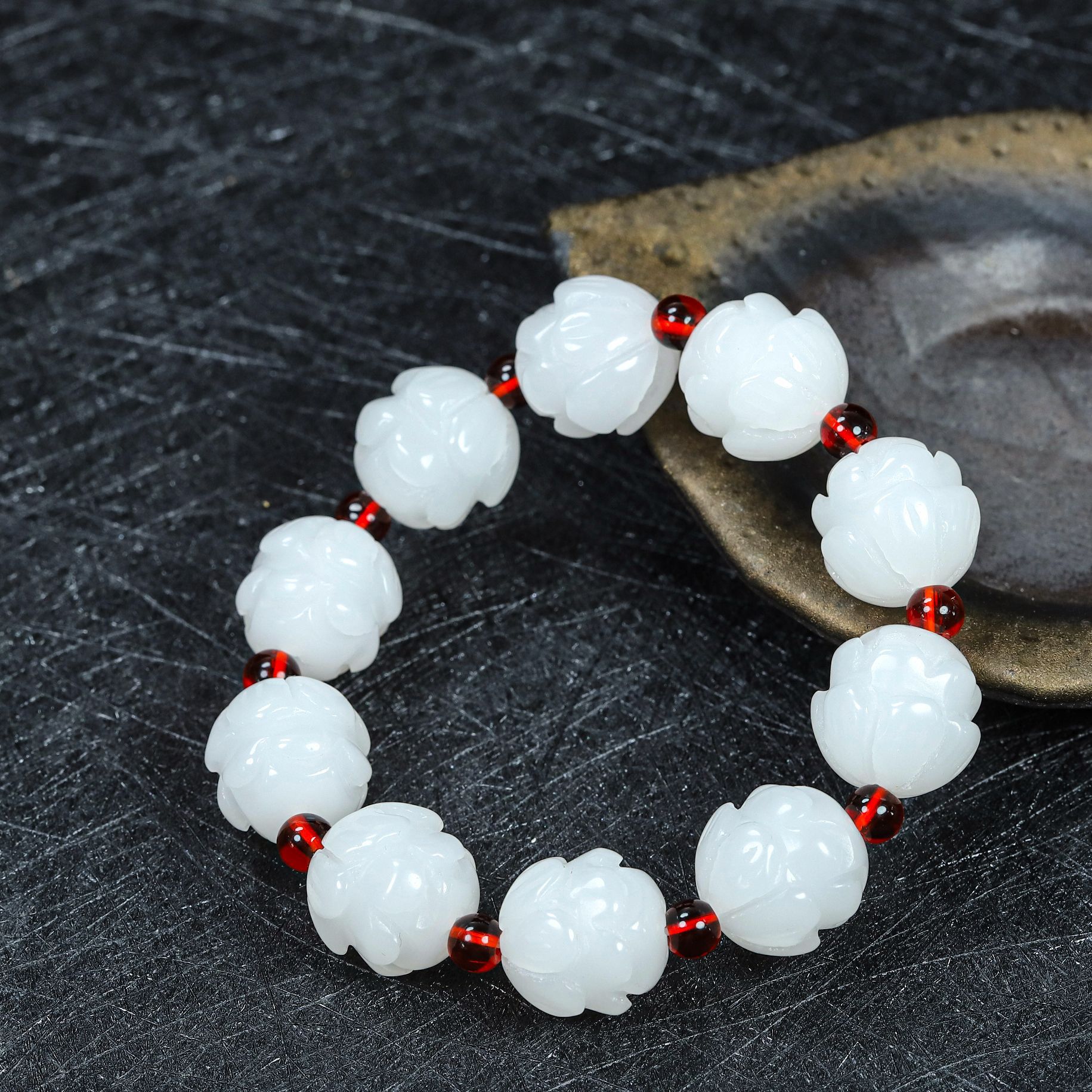 White Real Jade Lotus Bracelet – Jewelry & Watches Vitopoulos recenzja i cena