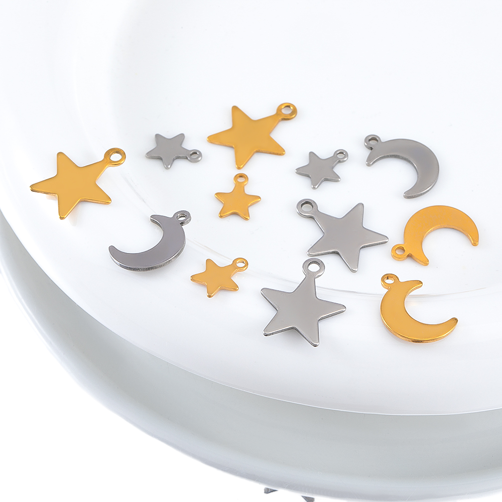 20pcs Stainless Steel Flat Sta – Moon Star Earrings recenzja i cena