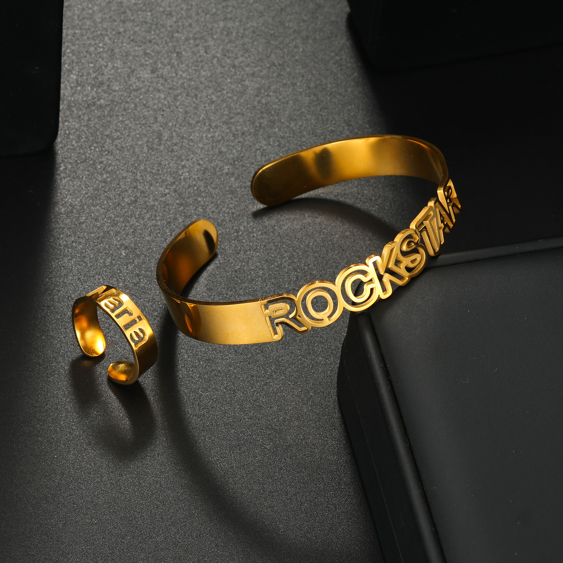 Diamon Customized Hollow Name  – Cuff Bangle Bracelet recenzja i cena