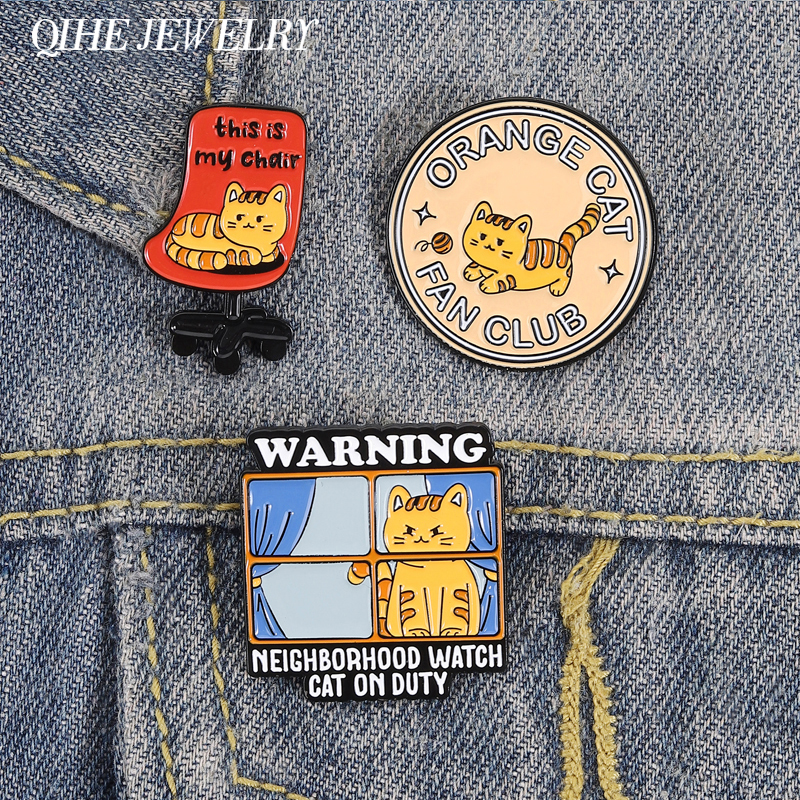 Orange Cat Fan Club Enamel Pin – Jewelry Watches For Kids recenzja i cena
