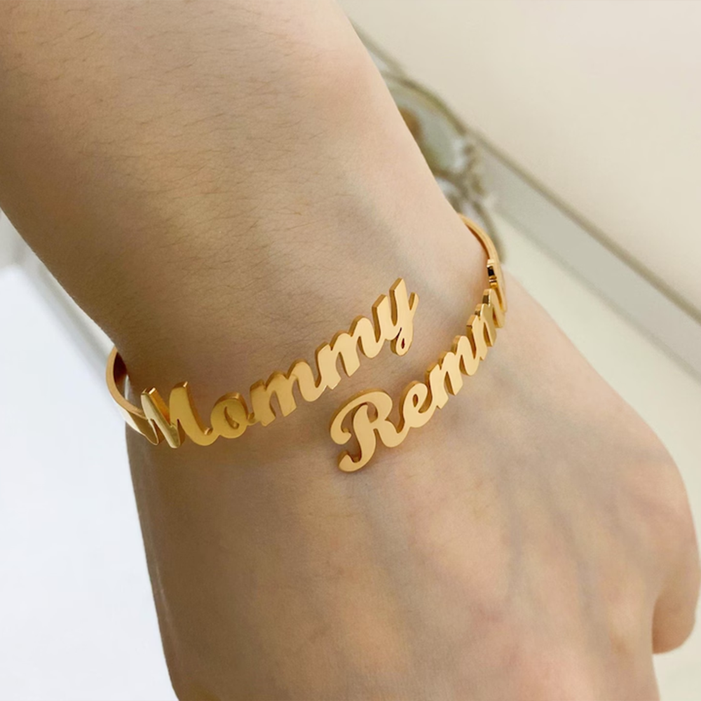 Customize Two Name Bracelets,  – Cuff Bangle Bracelet recenzja i cena