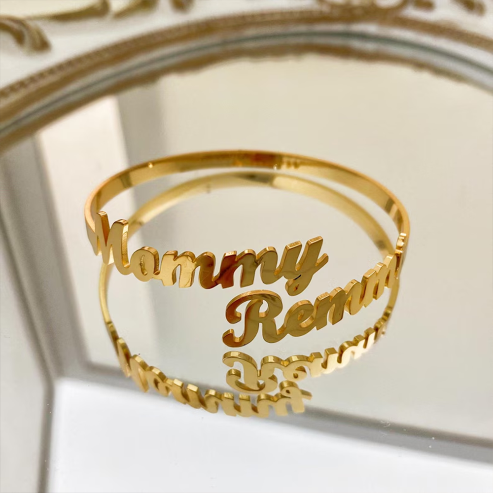 Customize Two Name Bracelets,  – Cuff Bangle Bracelet recenzja i cena