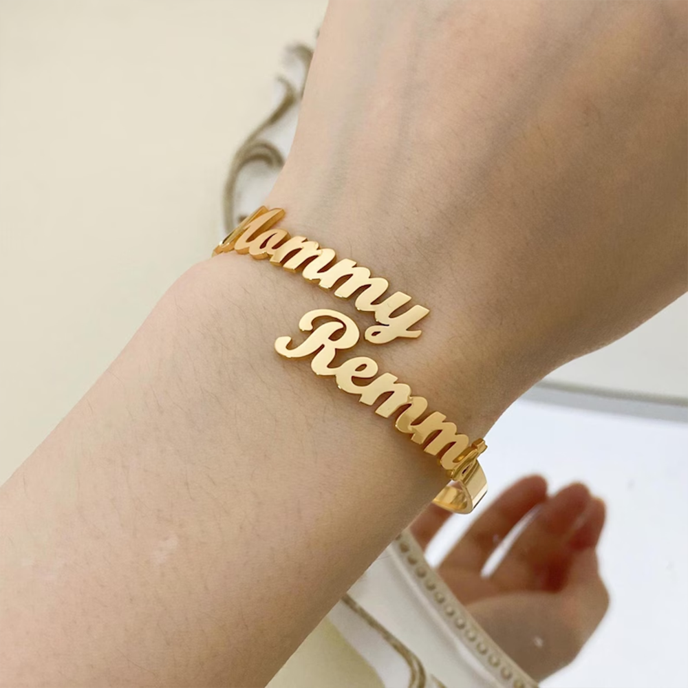 Customize Two Name Bracelets,  – Cuff Bangle Bracelet recenzja i cena