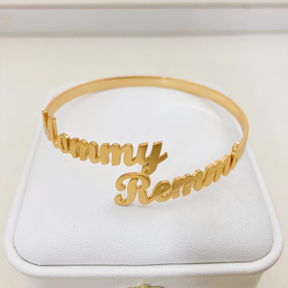 Customize Two Name Bracelets,  – Cuff Bangle Bracelet recenzja i cena